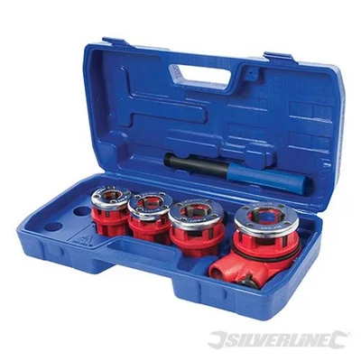 Image of Silverline Pipe Threading Kit 5pce 1/2, 3/4, 1 &amp; 1/4 BSPT