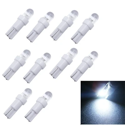 Image of BOOMBOOST 10 Pieces T5 Wedge LED Light Bulbs W2 1LED W5W Xenon White Dashboard Car 12V