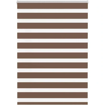 Image of vidaXL Zebra Blind Brown 95x100 cm Fabric Width 90.9 Polyester