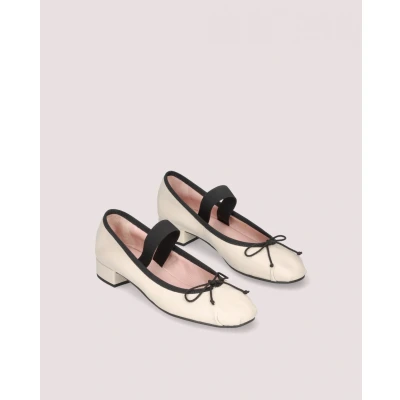 Image of Pretty Ballerinas Gretchen Ankle strap ballet pumps offwhite, Women&#039;s, Size: 3, Off white Leather