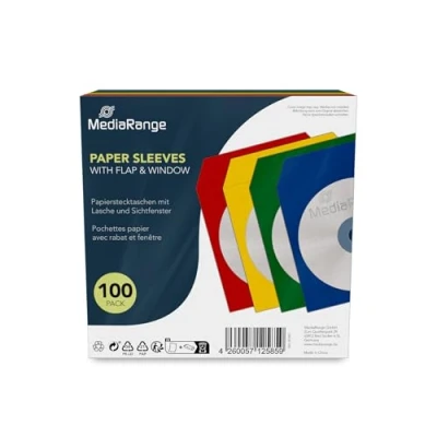 Image of MediaRange BOX67 CD Paper Wrappers (100) Coloured with Window