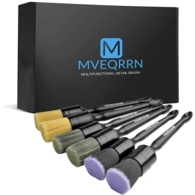 Image of MVEQRRN 6pcs car Detailing Brush Set 2pcs Boars Hair Brushes,2pcs Ultra Soft No Scratch for Air Vent,Leather Seat Detail Brushes Interior Exterior