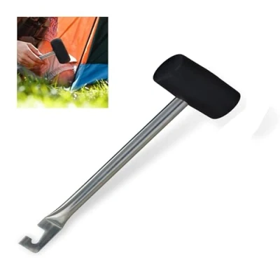 Image of Rubber Mallet 2in1 Camping Peg Puller Hook 800g Tent Hammer Wind Breaker Stake