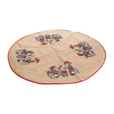 Image of The Christmas Workshop 85780 39&quot; Diameter Natural Jute Printed Tree Skirt, 99.06