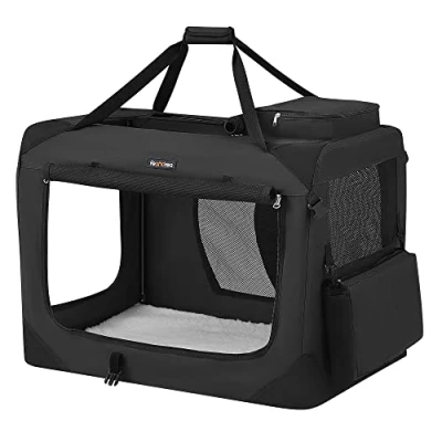 Image of Feandrea Foldable Pet Carrier Bag, Portable Cat Dog Carrier, Soft Sided Travel with Breathable Mesh, Handles, Storage Pockets, 81 x 58 cm, Black PDC80H