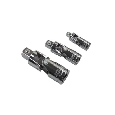 Image of US Pro 3 Piece universal joint Socket Adapter bendy Knuckles Set 1/2&quot; 1/4&quot; 3/8