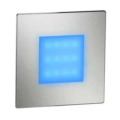Image of ledscom.de LED Staircase Lighting/recessed Wall Light FEX for Indoor and Outdoor, Angular, Stainless Steel, 85 x 85mm, Blue, Orientation Light, recessed Lighting, Decorative