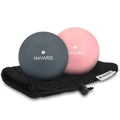 Image of Navaris Lacrosse Massage Balls Set Myofascial Deep Tissue Muscle Therapy for Back Legs Neck Foot Roller Trigger Points Firm Spheres Pack of 2