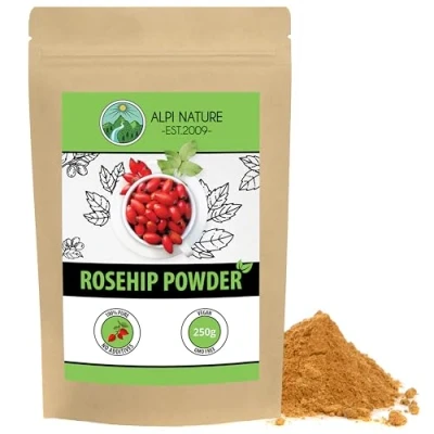 Image of Rosehip Powder 250g 8.8 oz by Alpi Nature, Rosehips Powder, Dried and Ground Rosehips, Raw Food Quality, Gluten Free, Vegan, Ideal for Preparation of Smoothie, Juice or Tea