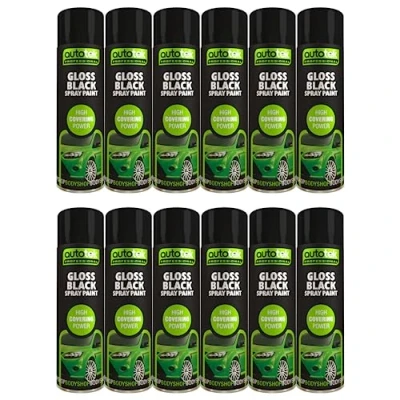 Image of AutoTek Gloss Black Multi Purpose Aerosol Spay Paint 500mlx12