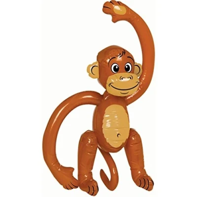 Image of SHATCHI Inflatable Blow up Brown Monkey Chimp Tropical Summer Pool Beach Hawaiian African Fancy Dress Party Decoration Hen Stag Do Accessories, (1pc 12pcs), 1Pc