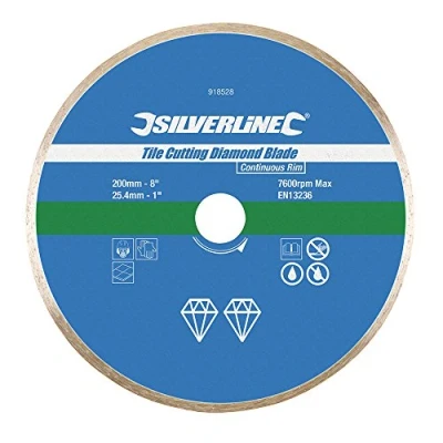 Image of Silverline Tile Cutting Diamond Blade 200 x 25.4mm Continuous Rim