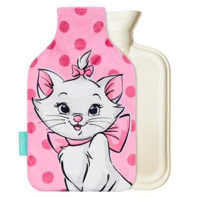 Image of Disney Hot Water Bottle &amp; Fleece Cover, Bag Cosy Gifts for Her (Marie_1700 ML)