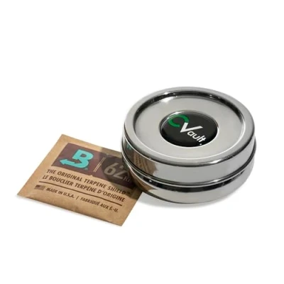 Image of Boveda CVAULT XSmall Twist Curing and Storage Container, Odourproof, Airtight Fade resistant, Food Grade Stainless Steel, Includes 62% RH