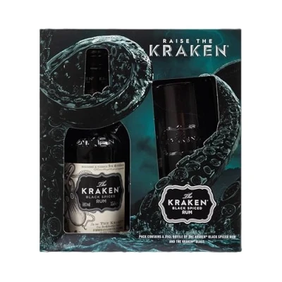 Image of Kraken Black Spiced Rum Gift Set and Smoky Glass Jar, 35 cl