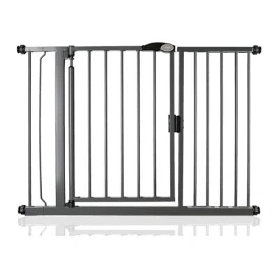 Image of Bettacare Auto Close Stair Gate, 118.2cm 125.2cm, Slate Grey, Pressure Fit Safety Baby Barrier for Doors Hallways and Spaces, Easy Installation