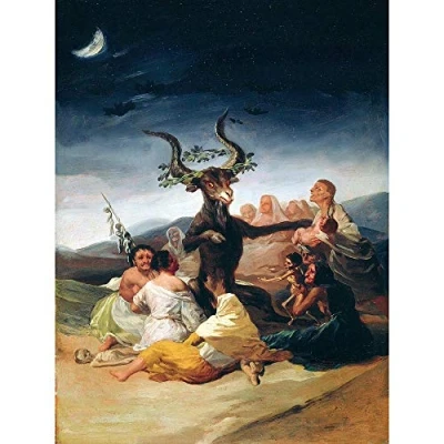 Image of Wee Blue Coo Painting Fantasy Landscape Goya Witches Sabbath Art Print Poster Wall Decor 12X16 Inch
