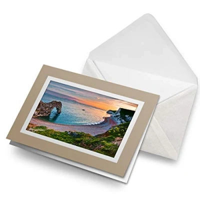 Image of Greeting Cards Biege (Insert) Durdle Door Sunset Beach England Blank Greetings Card Birthday Kids Party Boys Girls #16182
