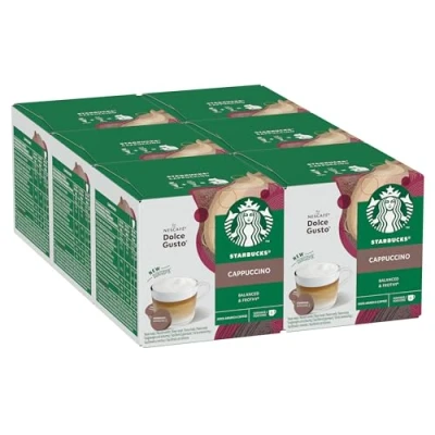 Image of STARBUCKS Cappuccino by NESCAFÉ Dolce Gusto, 72 Coffee Pods (6 pack), Dark Roasted Espresso with Creamy Milk