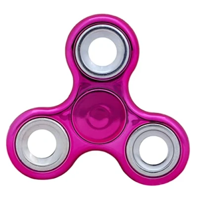 Image of Toyland® Fidget Hand Spinner Stress and Anxiety Relief Assorted Colours (Metallic Pink &amp; Silver)