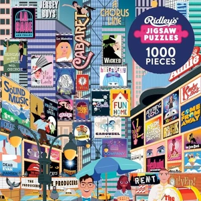 Image of Ridley&#039;s Games 9781797229133 Ridley&#039;s: 50 Must See Bucket List 1000 Piece PuzzleUnique Graphics of Popular Broadway New York CityRoom Décor After Completion Gift for Musical Lovers, Multicolour