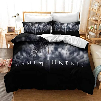 Image of CHAOSE King Bedding Duvet Cover Set Game of Thrones 3 Piece Microfiber Comforter Quilt and 2 Pillow Shams for Men Women (Style 01,Single(135x200cm))