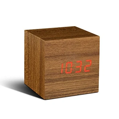 Image of Gingko Design Alarm Clock, teak, Brown, One Size
