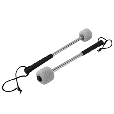 Image of YUMIN 2Pcs Bass Drum Mallet Felt Percussion Mallets Timpani Sticks with Stainless Steel Handle,White