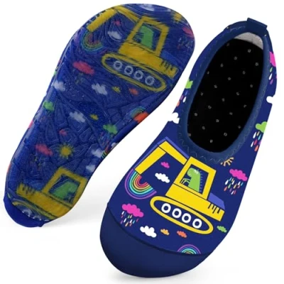 Image of Kids Swim Water Shoes for Boys Toddlers Baby Aqua Socks Quick Dry Pool Beach Barefoot Children（Digger Blue 28/29