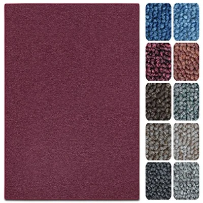 Image of casa pura Carpet Runner Rug London, Area Floor Mat, Hallway Living Room Kitchen Bedroom Carpet, Easy Care Flat Loop Pile (Wine Red, 140 x 200 cm)