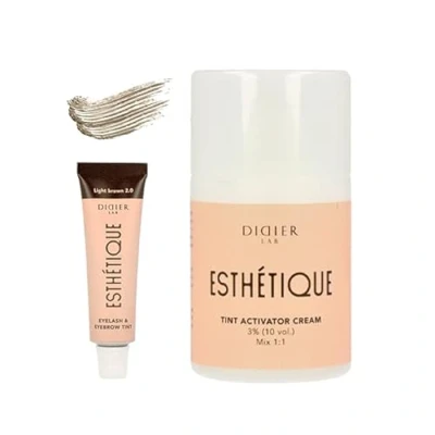 Image of DIDIER LAB Lash and Eyebrow Tint Light Brown Set with Activator 2in1 Resistant to Rubbing Water Results Last Up 6 Weeks Eyelash Dye Kit 2pcs