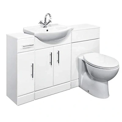 Image of VeeBath Linx 1300 Vanity Unit Furniture Set, Wash Basin, WC,Toilet Pan, Soft Close Toilet Seat, Concealed Cistern, Bathroom Storage Cabinet White (Flat Pack)