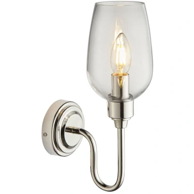 Image of Merano Lighting Livorno Wall Lamp Bright Nickel Plate Clear Glass