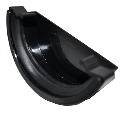 Image of Half Round Guttering External Stop End Black Pack of 2