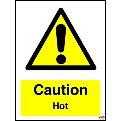 Image of 20cmx15cm Caution Hot Sign (Self Adhesive Sticker Label Sign)