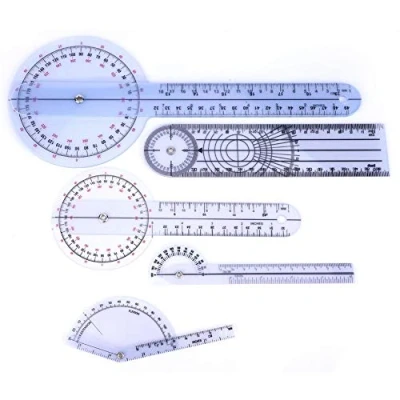 Image of Goniometer,5Pcs 6/8/10inch 360 Degree Plastic Medical Goniometer, Protractor Angle Ruler Spinal Goniometer,Sports Therapy Product(B)