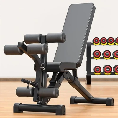 Image of Adjustable Weight Bench Utility Benches For Full Body Workout Multi Purpose Foldable Incline Decline Exercise Black