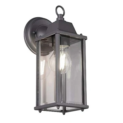 Image of Anthracite Outdoor Vintage Down Lantern Rectangular Wall Coach Light 1 x E27 Lamp Bulb Required (Not Included) IP23 Exterior Rated Garden &amp; Patio