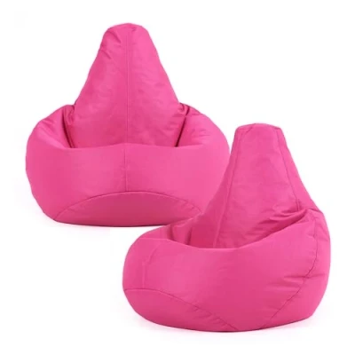 Image of Bean Bag Bazaar Kids Gaming Chair, Indoor Outdoor Bags, Pink, 69cm x 59cm, Large, 2 Pack