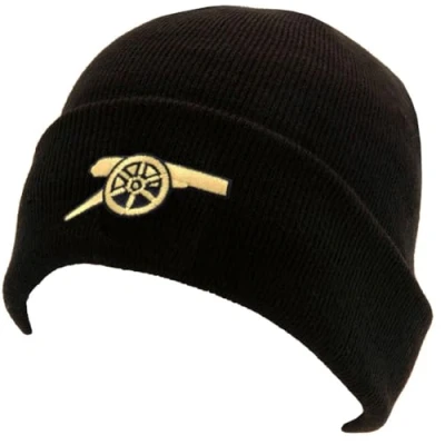 Image of Arsenal English Premier League Cannon Logo Black Cuff Beanie Authentic EPL, Black, One size