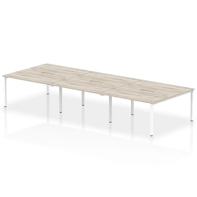 Image of Evolve Plus 1400mm B2B 6 Person Desk Grey Oak Top White Frame