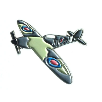Image of WW2 Spitfire RAF Military Aircraft Metal Enamel Badge Brooch