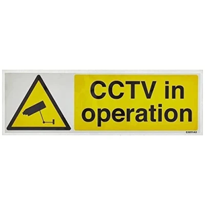 Image of Vsafety CCTV in Operation Warning Sign 300mm x 100mm Self Adhesive Window Sticker