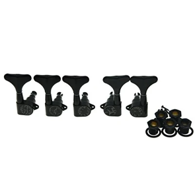 Image of KAISH Black 2+3 Sealed Bass Tuners 2L3R Tuning Keys Pegs 5 String Guitar Machine Heads