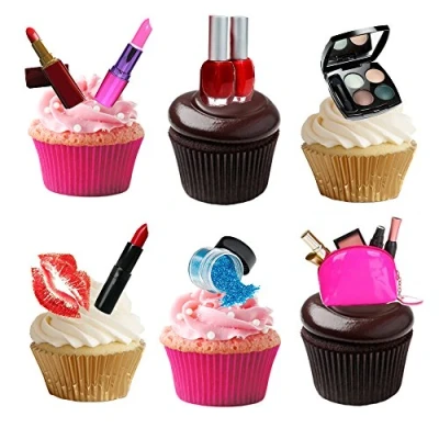 Image of 39 Stand Up Make Cosmetics Lipstick Premium Edible Wafer Paper Cake Toppers Decorations