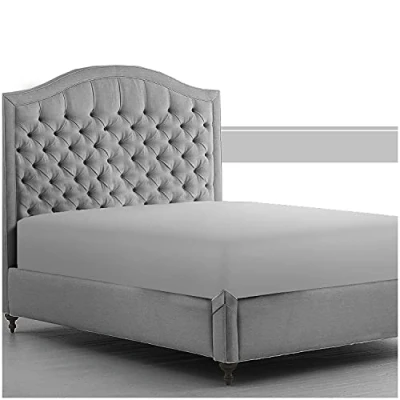 Image of GC GAVENO CAVAILIA Percale Fitted Sheet, Ultra Soft Plain Dyed Bedding Bed Super Non Iron Polycotton Single Silver