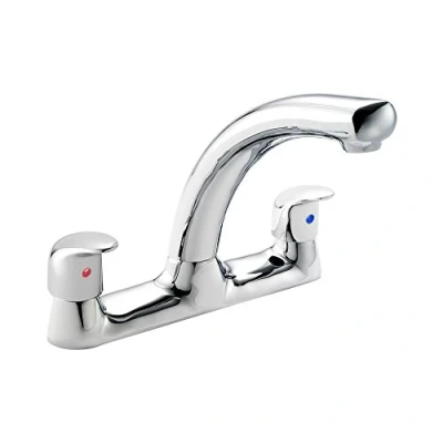 Image of Dual Lever 360 Swivel Spout Kitchen Basin Mono Mixer Tap