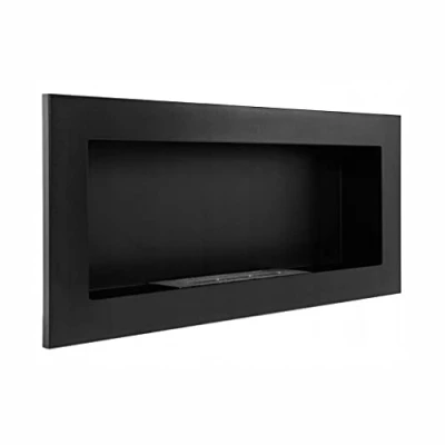 Image of EasyParts GMT Bioethanol Eco Smokeless Fireplace Black 90x40cm,Indoor Decor Wall mounted or recessed Fire Heater Chimney,Modern Frame Design,Easy to Mount w/ Bio Liquid Fuel &amp; Stones Aroma Oils