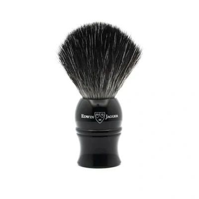 Image of Edwin Jagger 1EJ336SYN Classic Black Synthetic Fibre Eco Friendly Vegan Exfoliating Shaving Brush for Cream or Soap Men and Women (Imitation Ebony)
