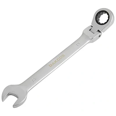 Image of DAKCOS Flexible Head Ratchet Combination Wrench Spanner 13mm Chrome Vanadium Steel